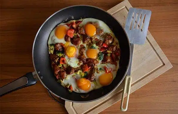 Rebecca Coomes Recipes Baked Eggs With Spanish Sausage